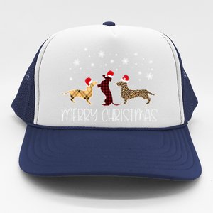 Dachshund Merry Christmas Cute Plaid Leopard Doxie Dog Xgiftmas Gift Trucker Hat