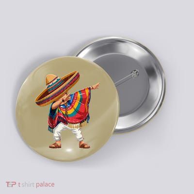 Dabbing Mexican Cinco De Mayo Sombrero Poncho Dab Button
