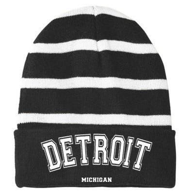 Detroit Michigan Striped Beanie with Solid Band