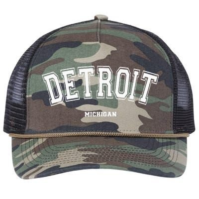 Detroit Michigan Retro Rope Trucker Hat Cap