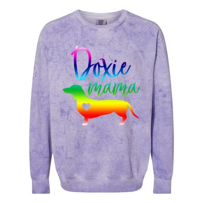 Doxie Mama Dachshund Mom Funny Wiener Dog Gift Colorblast Crewneck Sweatshirt