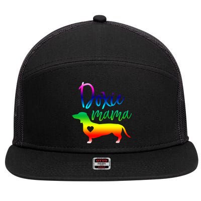 Doxie Mama Dachshund Mom Funny Wiener Dog Gift 7 Panel Mesh Trucker Snapback Hat