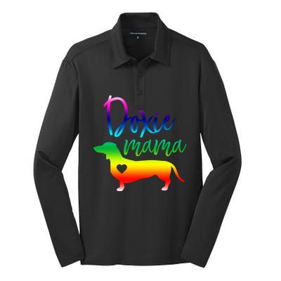 Doxie Mama Dachshund Mom Funny Wiener Dog Gift Silk Touch Performance Long Sleeve Polo