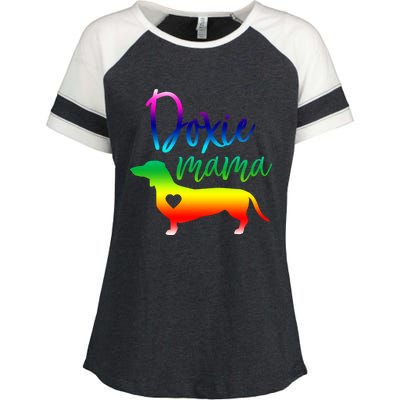 Doxie Mama Dachshund Mom Funny Wiener Dog Gift Enza Ladies Jersey Colorblock Tee