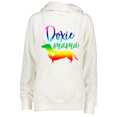 Doxie Mama Dachshund Mom Funny Wiener Dog Gift Womens Funnel Neck Pullover Hood