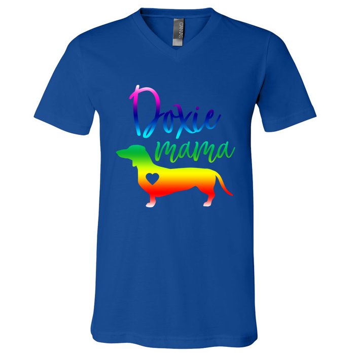 Doxie Mama Dachshund Mom Funny Wiener Dog Gift V-Neck T-Shirt