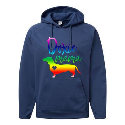 Doxie Mama Dachshund Mom Funny Wiener Dog Gift Performance Fleece Hoodie