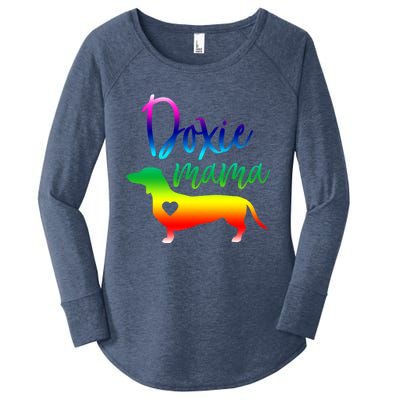 Doxie Mama Dachshund Mom Funny Wiener Dog Gift Women's Perfect Tri Tunic Long Sleeve Shirt