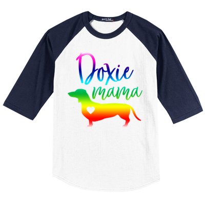 Doxie Mama Dachshund Mom Funny Wiener Dog Gift Baseball Sleeve Shirt