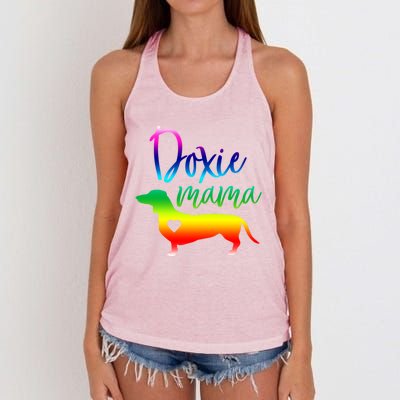 Doxie Mama Dachshund Mom Funny Wiener Dog Gift Women's Knotted Racerback Tank