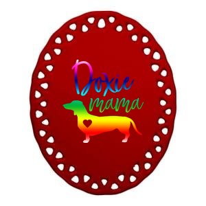 Doxie Mama Dachshund Mom Funny Wiener Dog Gift Ceramic Oval Ornament