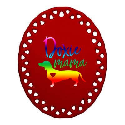 Doxie Mama Dachshund Mom Funny Wiener Dog Gift Ceramic Oval Ornament