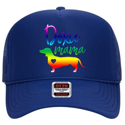 Doxie Mama Dachshund Mom Funny Wiener Dog Gift High Crown Mesh Back Trucker Hat