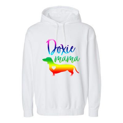 Doxie Mama Dachshund Mom Funny Wiener Dog Gift Garment-Dyed Fleece Hoodie