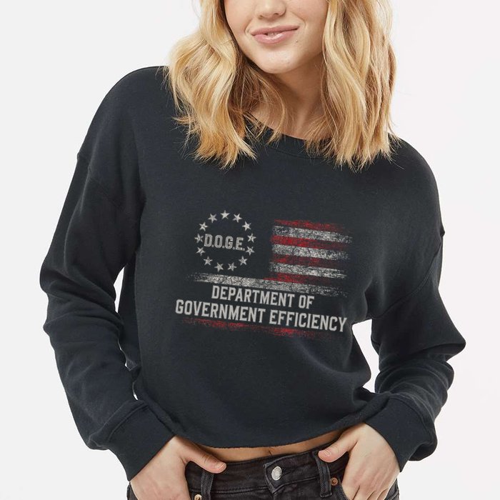 Doge Meme D.O.G.E. Department Of Government Efficiency Cropped Pullover Crew