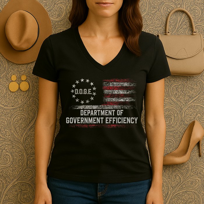 Doge Meme D.O.G.E. Department Of Government Efficiency Women's V-Neck T-Shirt