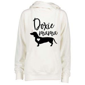 Doxie Mama Dachshund Mama Funny Dog Mom Wiener Dog Doxie Mom Gift Womens Funnel Neck Pullover Hood