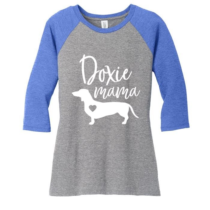 Doxie Mama Dachshund Mama Funny Dog Mom Wiener Dog Doxie Mom Gift Women's Tri-Blend 3/4-Sleeve Raglan Shirt