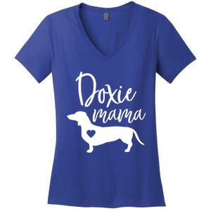 Doxie Mama Dachshund Mama Funny Dog Mom Wiener Dog Doxie Mom Gift Women's V-Neck T-Shirt