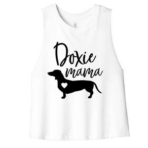 Doxie Mama Dachshund Mama Funny Dog Mom Wiener Dog Doxie Mom Gift Women's Racerback Cropped Tank