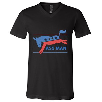 Democrat Merchandise Democratic Donkey Assman Ass Man V-Neck T-Shirt