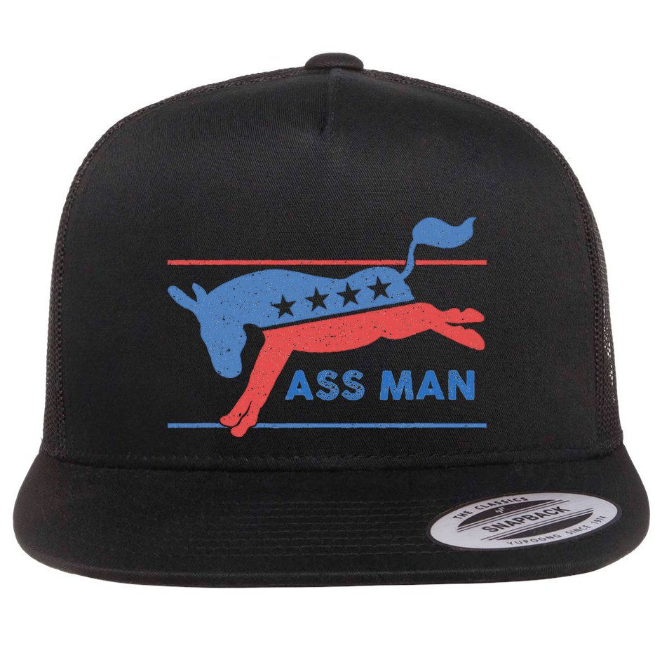Democrat Merchandise Democratic Donkey Assman Ass Man Flat Bill Trucker Hat