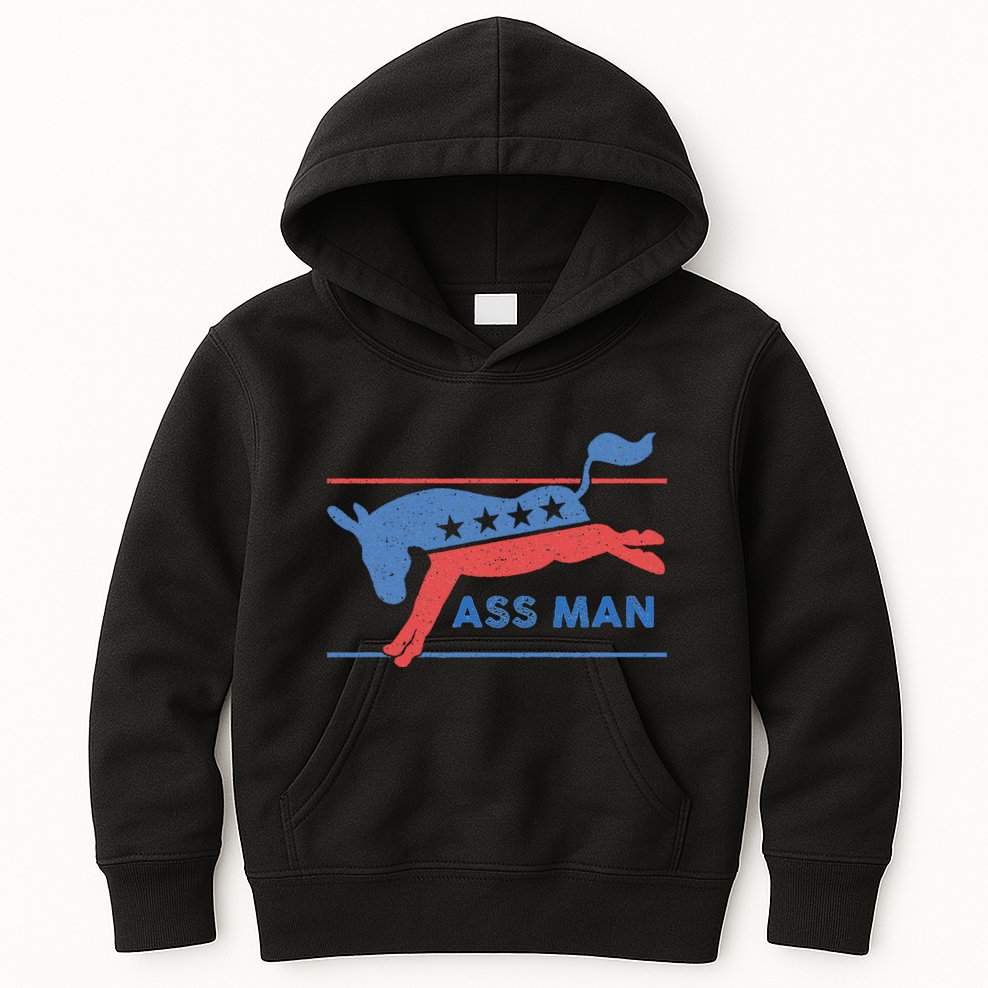 Democrat Merchandise Democratic Donkey Assman Ass Man Kids Hoodie