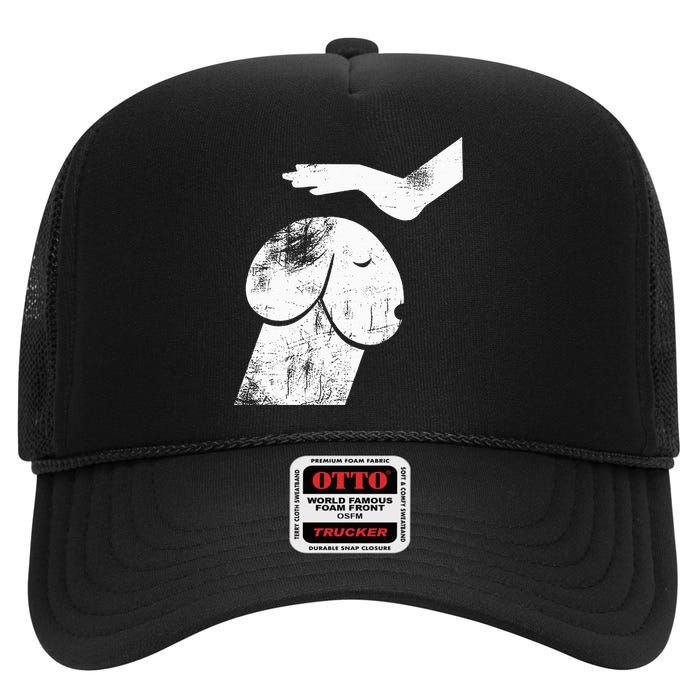 Dirty Mind Dog A Funny Dog Adult Humor High Crown Mesh Back Trucker Hat