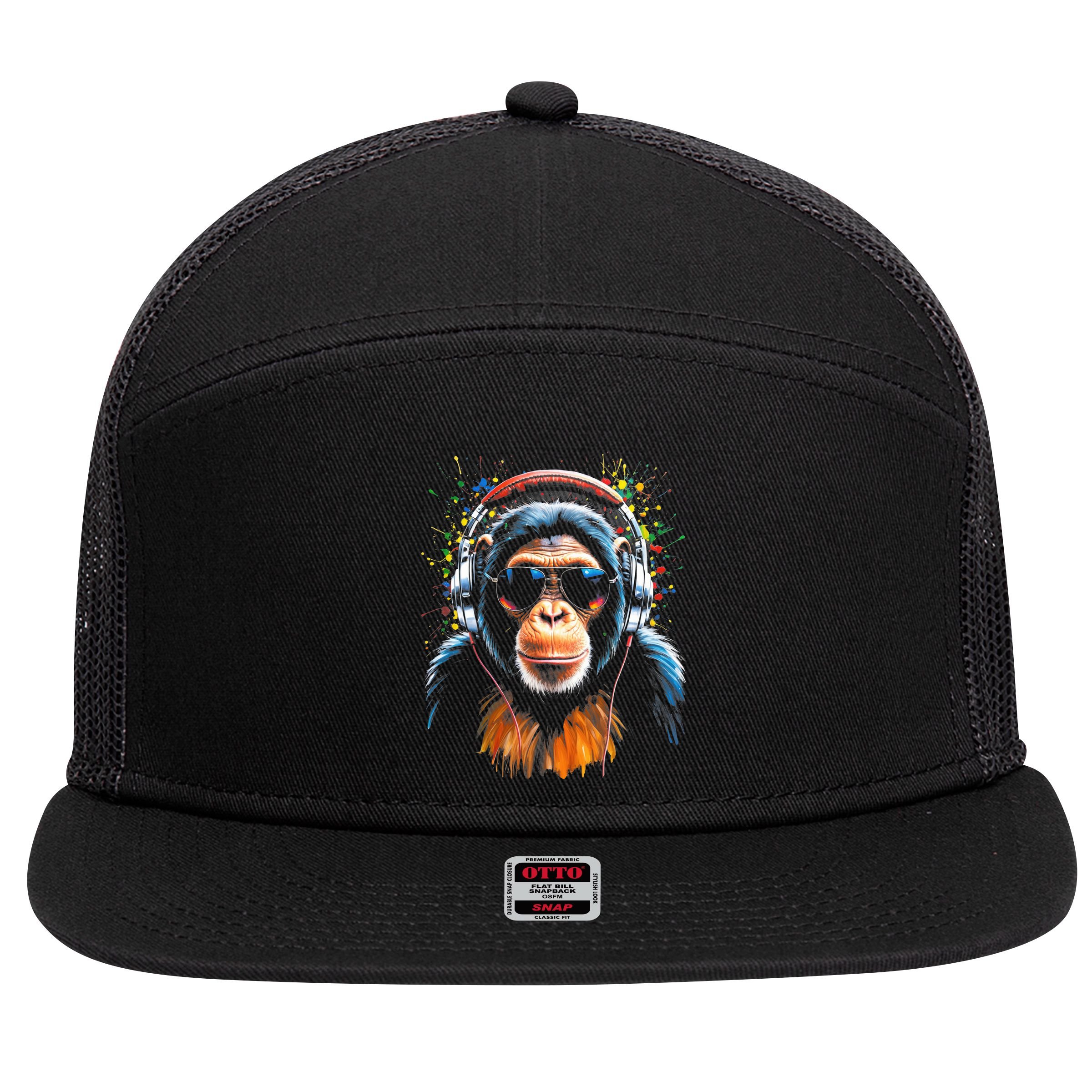 Dj Monkey 7 Panel Mesh Trucker Snapback Hat