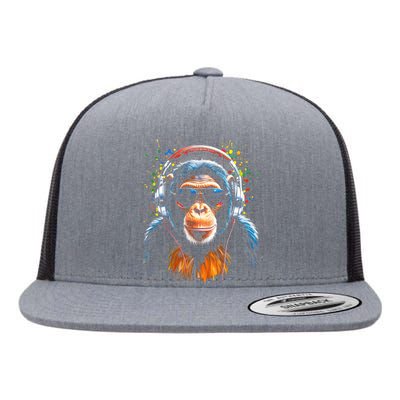 Dj Monkey Flat Bill Trucker Hat