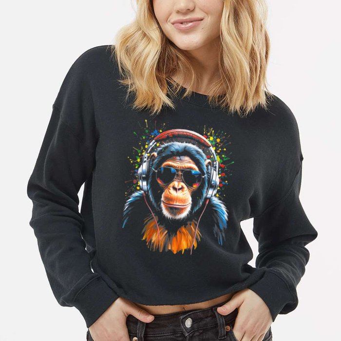 Dj Monkey Cropped Pullover Crew