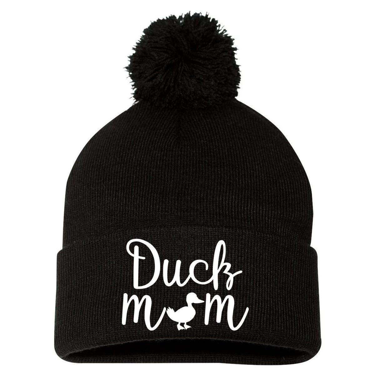 Duck Mom Pom Pom 12in Knit Beanie