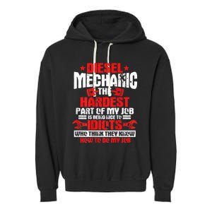 Diesel Mechanic Design On Back Garment-Dyed Fleece Hoodie