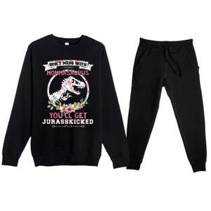 DonTmesswith Mommasaurus Dino Momma Saurus Lover T Rex Cool Gift Premium Crewneck Sweatsuit Set