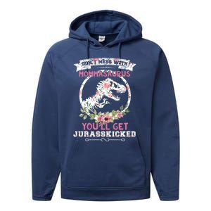 DonTmesswith Mommasaurus Dino Momma Saurus Lover T Rex Cool Gift Performance Fleece Hoodie