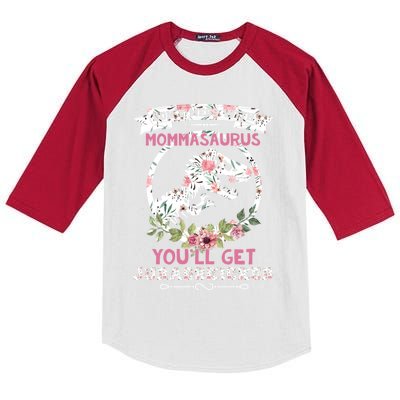 DonTmesswith Mommasaurus Dino Momma Saurus Lover T Rex Cool Gift Kids Colorblock Raglan Jersey