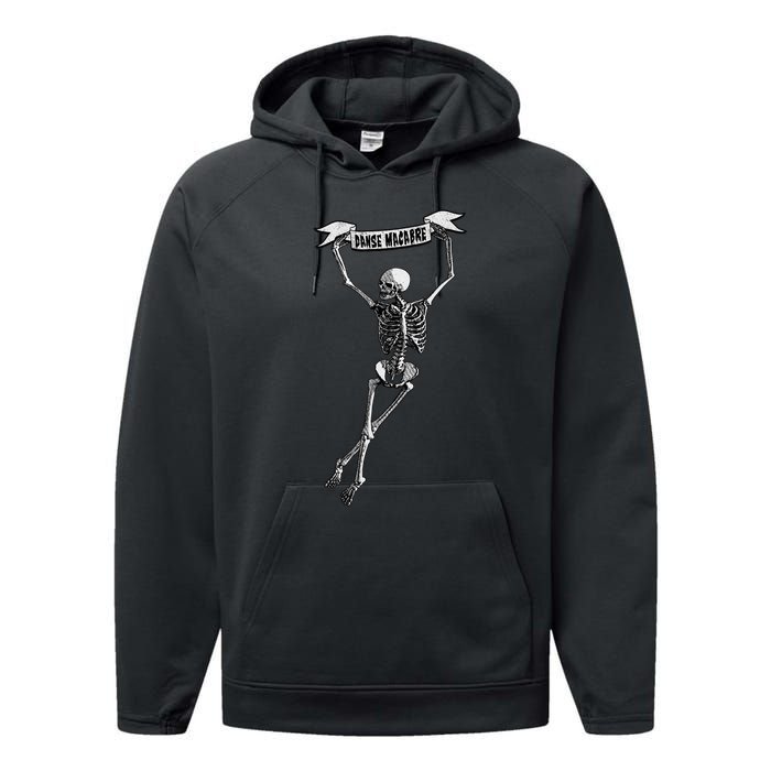 Danse Macabre Dancing Skeleton Halloween Dance Of Death Performance Fleece Hoodie