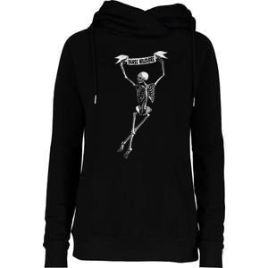 Danse Macabre Dancing Skeleton Halloween Dance Of Death Womens Funnel Neck Pullover Hood