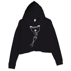 Danse Macabre Dancing Skeleton Halloween Dance Of Death Crop Fleece Hoodie