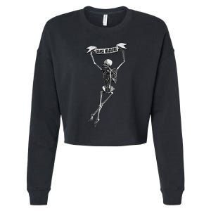 Danse Macabre Dancing Skeleton Halloween Dance Of Death Cropped Pullover Crew