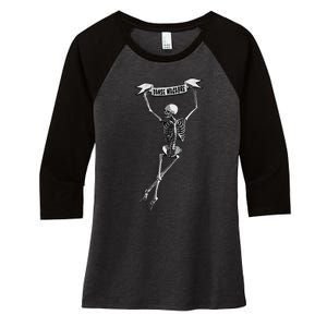 Danse Macabre Dancing Skeleton Halloween Dance Of Death Women's Tri-Blend 3/4-Sleeve Raglan Shirt