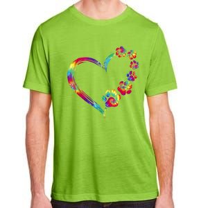 Dog Mom Dad Puppy Love Dogs Paw Print Heart Tie Dye Design TShirt Adult ChromaSoft Performance T-Shirt