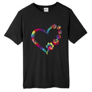 Dog Mom Dad Puppy Love Dogs Paw Print Heart Tie Dye Design TShirt Tall Fusion ChromaSoft Performance T-Shirt