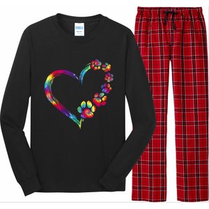 Dog Mom Dad Puppy Love Dogs Paw Print Heart Tie Dye Design TShirt Long Sleeve Pajama Set