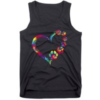 Dog Mom Dad Puppy Love Dogs Paw Print Heart Tie Dye Design TShirt Tank Top