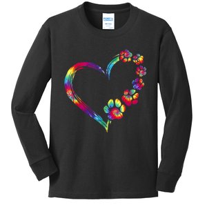 Dog Mom Dad Puppy Love Dogs Paw Print Heart Tie Dye Design TShirt Kids Long Sleeve Shirt