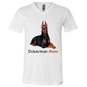 Doberman Mom Dog Bandana Pet Lover Gift V-Neck T-Shirt