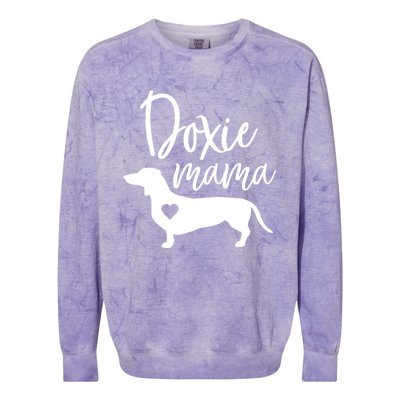 Doxie Mama Dachshund Mom Funny Wiener Dog Gift Meaningful Gift Colorblast Crewneck Sweatshirt