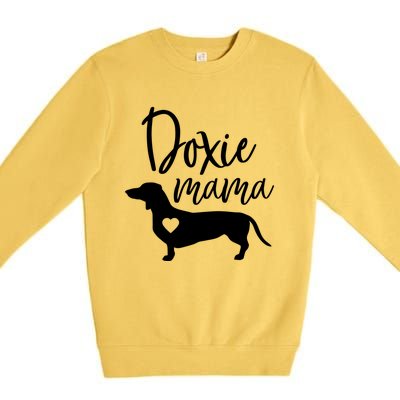 Doxie Mama Dachshund Mom Funny Wiener Dog Gift Meaningful Gift Premium Crewneck Sweatshirt