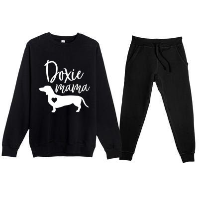 Doxie Mama Dachshund Mom Funny Wiener Dog Gift Meaningful Gift Premium Crewneck Sweatsuit Set